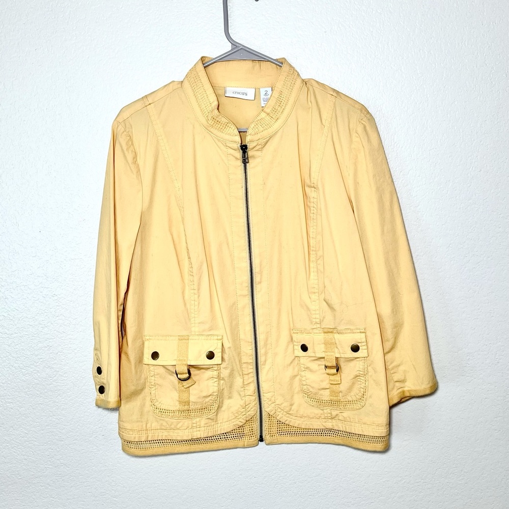Chico’s lightweight yellow jacket Sz 2